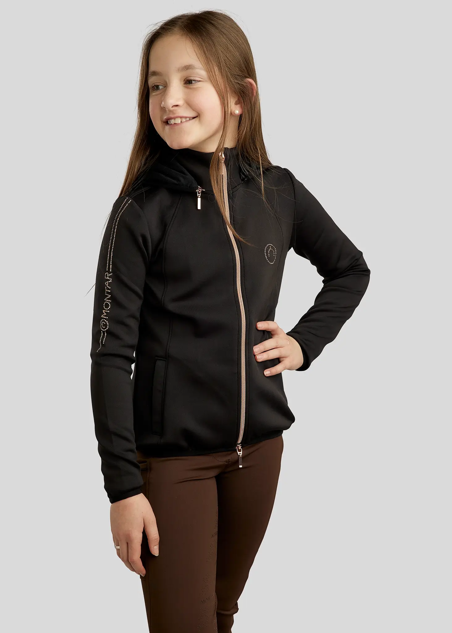 Montar Junior MoFlora m. Rosegold Krystaller Jakke - Sort